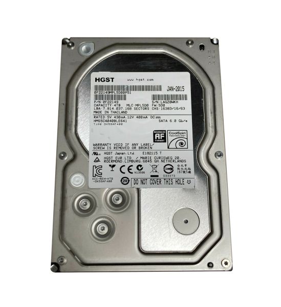 0F22149 Hitachi MegaScale DC 4000.B 4TB 5700RPM SATA 6Gb/s 64MB Cache (BDE) 3.5-inch Hard Drive