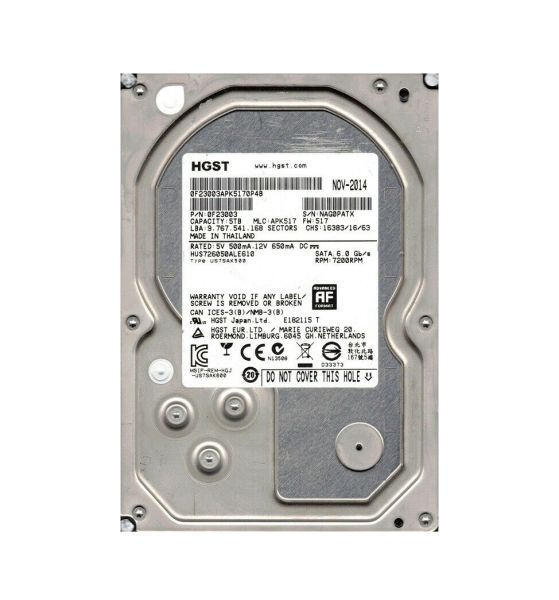 0F23003 Hitachi Ultrastar 7K6000 5TB 7200RPM SATA 6Gb/s 128MB Cache (ISE) 3.5-inch Hard Drive