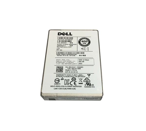 0G1D1K Dell 400GB SAS 12Gb/s 2.5-inch Solid State Drive