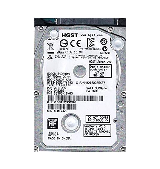 0J11285 Hitachi TravelStar Z5K500 500GB 5400RPM SATA 3Gb/s 8MB Cache 2.5-inch Hard Drive