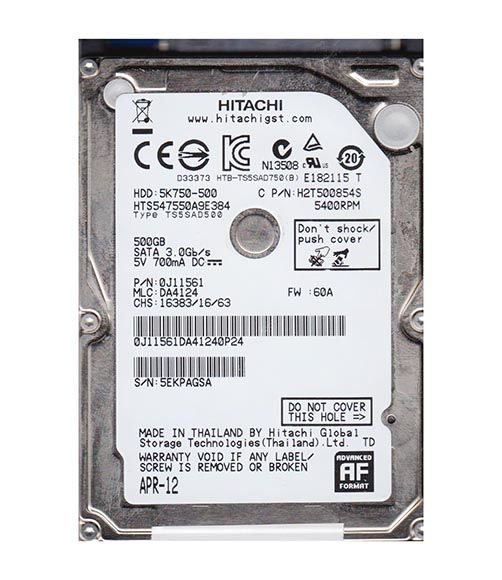0J11561 Hitachi TravelStar 5K750 500GB 5400RPM SATA 3Gb/s 8MB Cache 2.5-inch Hard Drive