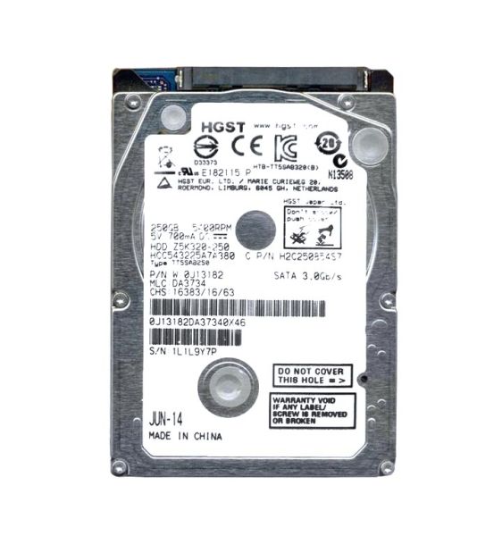 0J13182 Hitachi CinemaStar Z5K320 250GB 5400RPM SATA 3Gb/s 8MB Cache 2.5-inch Hard Drive
