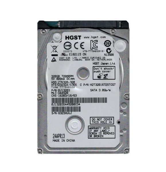 0J13203 Hitachi Travelstar Z7K320 320GB 7200RPM SATA 3Gb/s 16MB Cache 2.5-inch Hard Drive