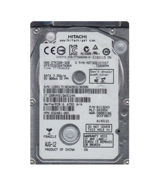 0J13243 Hitachi Travelstar Z7K320 320GB 7200RPM SATA 3Gb/s 16MB Cache 2.5-inch Hard Drive