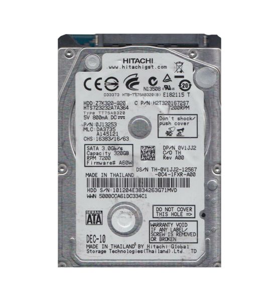 0J13253 Hitachi Travelstar Z7K320 320GB 7200RPM SATA 3Gb/s 16MB Cache 2.5-inch Hard Drive