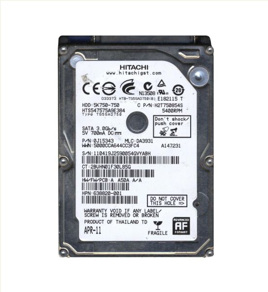 0J15343 Hitachi Travelstar 5K750 750GB 5400RPM SATA 3Gb/s 8MB Cache 2.5-inch Hard Drive