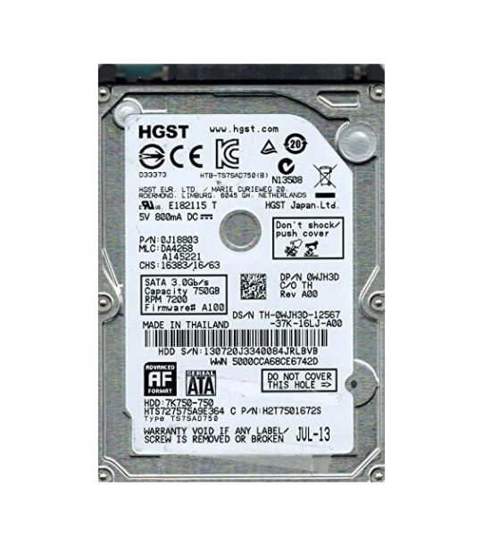 0J18803 Hitachi Travelstar 7K750 750GB 7200RPM SATA 3Gb/s 16MB Cache 2.5-inch Hard Drive