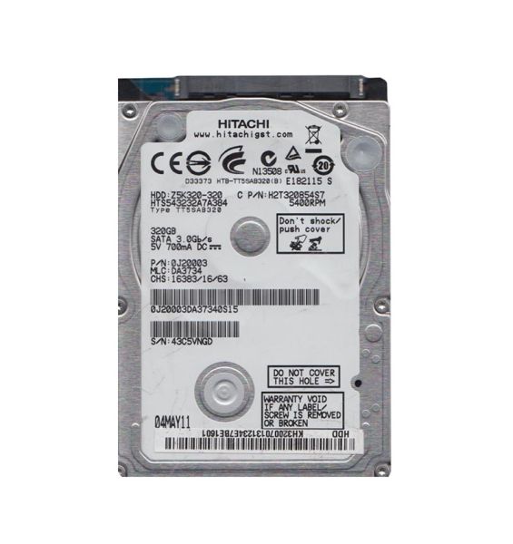 0J20003 Hitachi Travelstar Z5K320 320GB 5400RPM SATA 3Gb/s 8MB Cache 2.5-inch Hard Drive