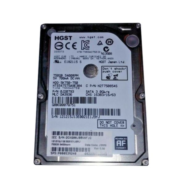 0J20793 Hitachi Travelstar 5K750 750GB 5400RPM SATA 3Gb/s 8MB Cache 2.5-inch Hard Drive