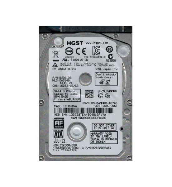0J30133 Hitachi Travelstar Z5K500 320GB 5400RPM SATA 6Gb/s 8MB Cache 2.5-inch Hard Drive