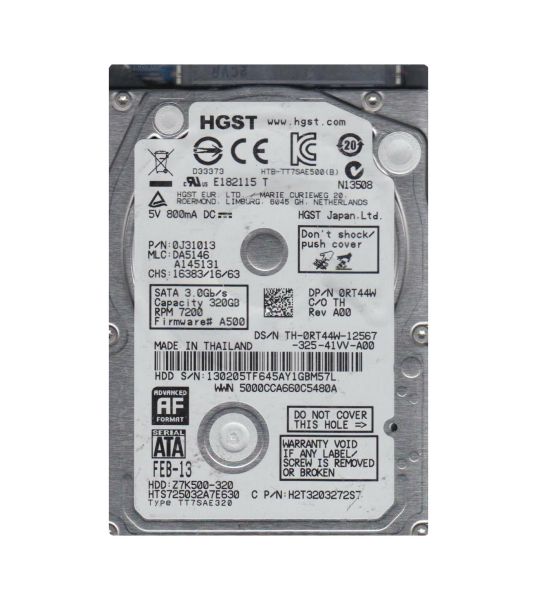 0J31013 Hitachi Travelstar Z7K500 320GB 7200RPM SATA 6Gb/s 32MB Cache 2.5-inch Hard Drive