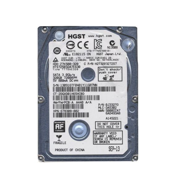 0J33233 Hitachi Travelstar Z7K500 320GB 7200RPM SATA 6Gb/s 32MB Cache 2.5-inch Hard Drive