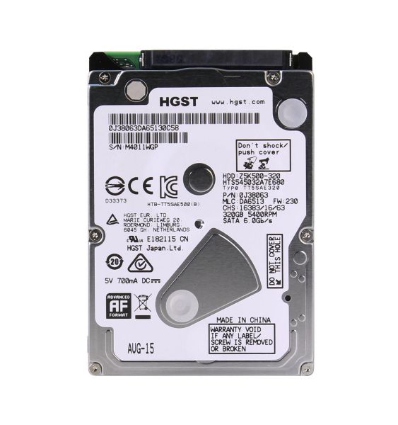 0J38063 Hitachi Travelstar Z5K500 320GB 5400RPM SATA 6Gb/s 8MB Cache 2.5-inch Hard Drive