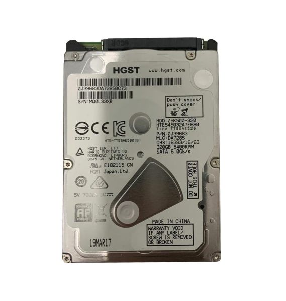 0J39683 Hitachi Travelstar Z5K500 320GB 5400RPM SATA 6Gb/s 8MB Cache 2.5-inch Hard Drive