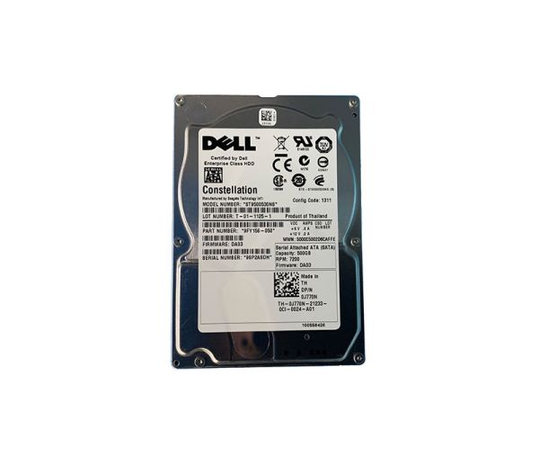 0J770N Dell 500GB 7200RPM SATA 3Gb/s 32MB 2.5-inch Hard Drive with Tray