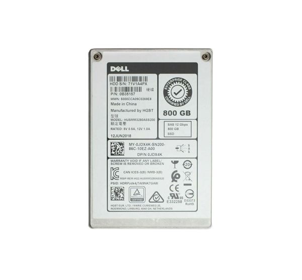 0JDX4K Dell 800GB Multi-Level Cell SAS 12Gb/s 2.5-inch Solid State Drive
