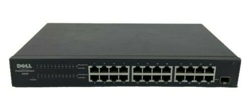 0M521M Dell PowerConnect 2824 24-Ports 10/100/1000Base-T + 2 x SFP Expansion Slot Rack-mountable 1U Layer 3 Managed Gigabit Ethernet Switch