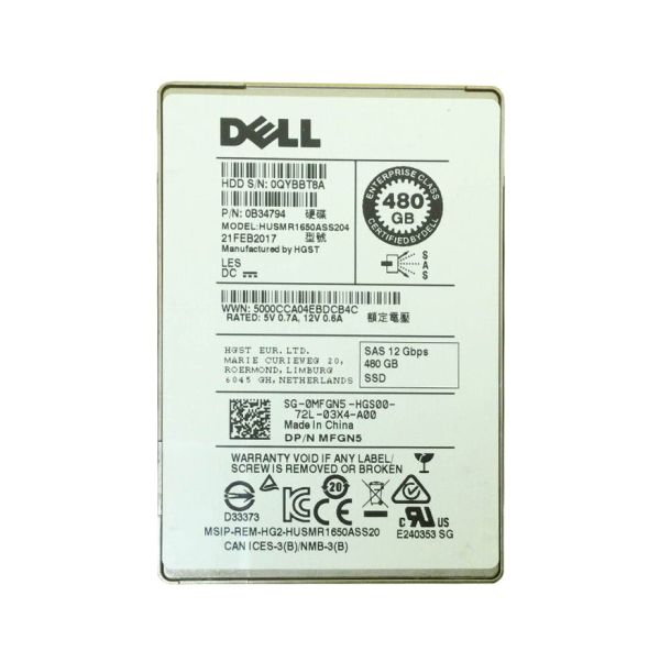 0MFGN5 Dell 480GB SAS 12Gb/s 2.5-inch Solid State Drive