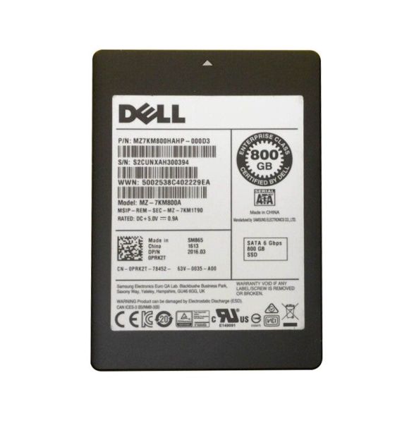 0PRK2T Dell 800GB Multi-Level Cell SATA 6Gb/s Hot-Swappable Write Intensive 2.5-Inch Solid State Drive