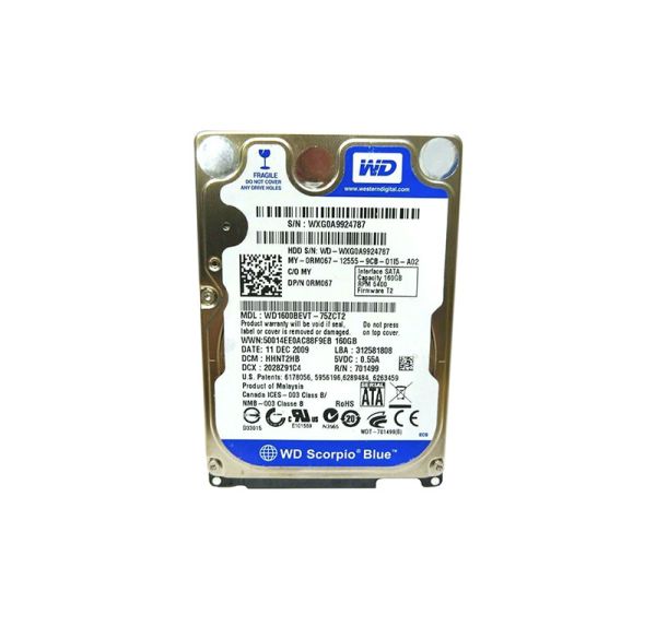 0RM067 Dell 160GB 5400RPM SATA 3Gb/s 8MB Cache 2.5-inch Hard Drive