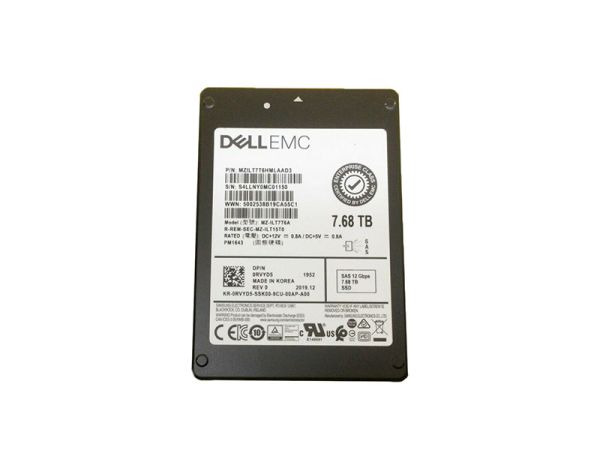 0RVYD5 Dell 7.68TB TLC SAS 12Gb/s Read Intensive Hot-Pluggable 2.5-inch Solid State Drive
