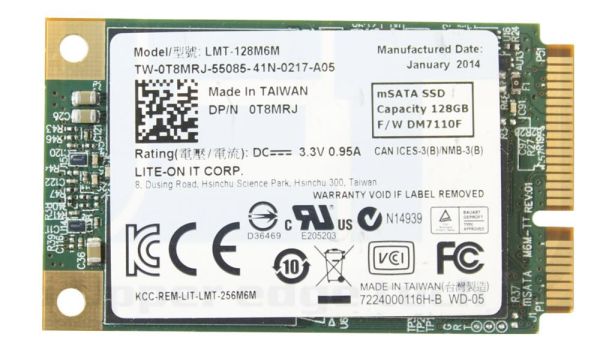 0T8MRJ Dell 128GB mSATA 6.0Gb/s Mini PCI-e 1.8-inch Solid State Drive