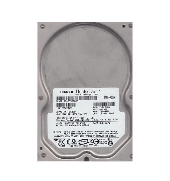 0Y30019 Hitachi Deskstar 7K160 160GB 7200RPM SATA 3Gb/s 8MB Cache 3.5-inch Hard Drive