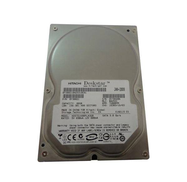 0Y30021 Hitachi Deskstar 7K160 80GB 7200RPM SATA 3Gb/s 8MB Cache 3.5-inch Hard Drive