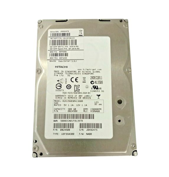 108-00166+D1 NetApp 300GB 15000RPM SAS 3Gb/s 3.5-inch Hard Drive