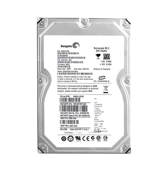 108-00187+A0 NetApp 500GB 7200RPM SATA 3.5-Inch Hard Drive