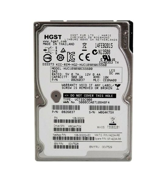 108-00222+E0 NetApp 900GB 10000RPM SAS 2.5-inch Hard Drive