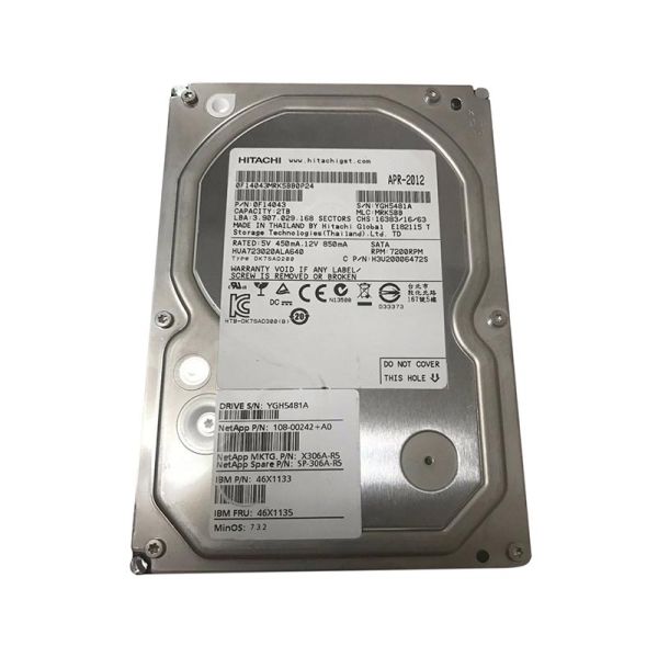 108-00242 NetApp 2TB 7200RPM SATA 3Gb/s 32MB Cache 3.5-inch Hard Drive