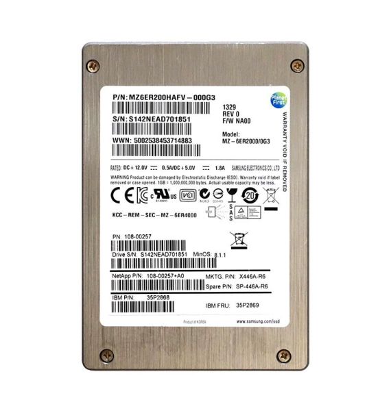 108-00257+A0 NetApp 200GB SAS 6Gb/s 2.5-Inch Solid State Drive