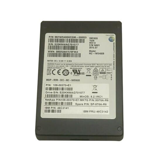 108-00370 NetApp 400GB SAS 6Gb/s 3.5-inch Solid State Drive for DS2246 StorageShelf