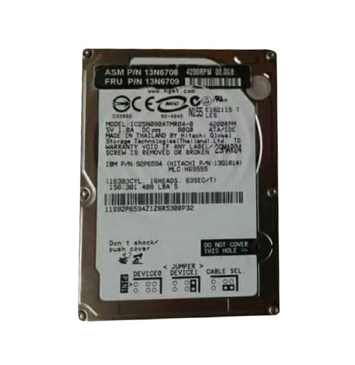 13G1814 Hitachi Travelstar 80GN 80GB 4200RPM IDE/ATA 9.5mm 2.5-inch Hard Drive