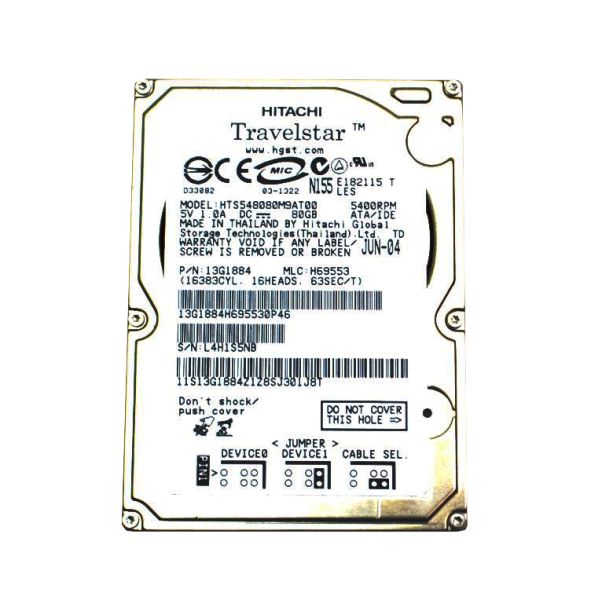 13G1884 Hitachi Travelstar 80GB 5400RPM IDE/ATA 9.5mm 2.5-inch Laptop Hard Drive