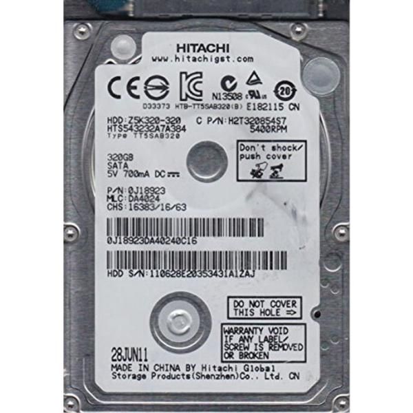 0J18923 Hitachi Travelstar Z5K320 320GB 5400RPM SATA 3Gb/s 8MB Cache 2.5-inch Hard Drive