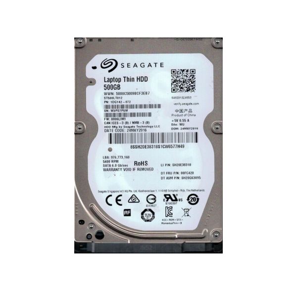 1DG142-072 Seagate 500GB 5400RPM SATA 3Gb/s 2.5-inch Hard Drive