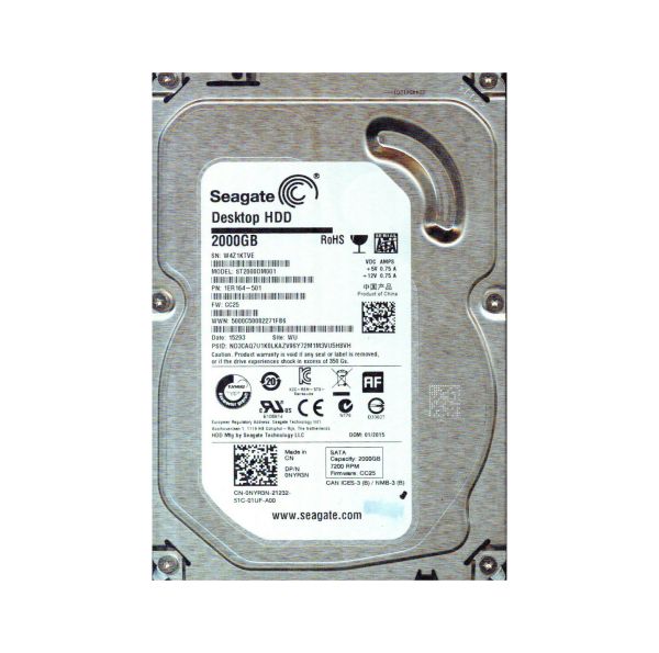 1ER164-501 Seagate BarraCuda 2TB 7200RPM SATA 6Gb/s 64MB Cache 3.5-inch Hard Drive