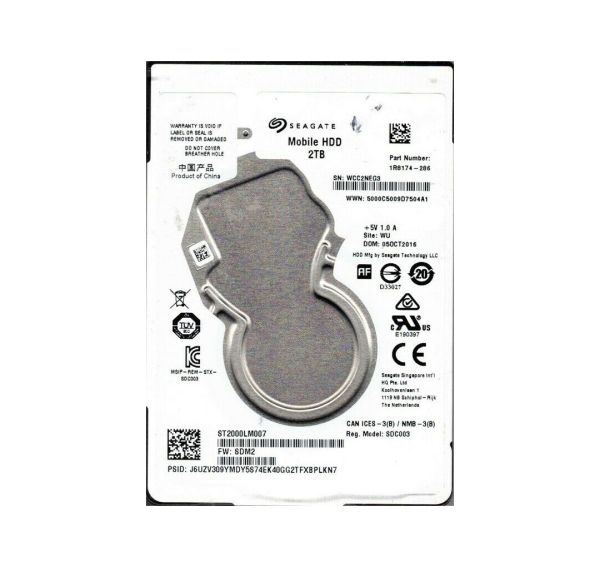 1R8174-286 Seagate 2TB 5400RPM SATA 6Gb/s 2.5-inch Hard Drive