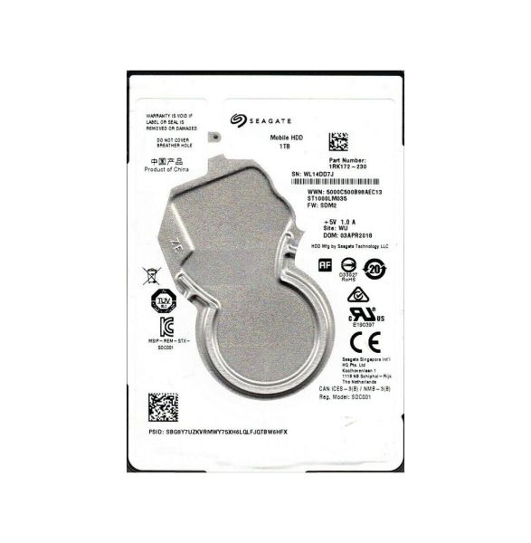 1RK172-230 Seagate 1TB 5400RPM SATA 6Gb/s 2.5-inch Hard Drive