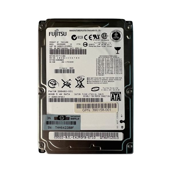 399460-001 HP 60GB 5400RPM SATA 1.5GB/s Hot-Pluggable 2.5-inch Hard Drive