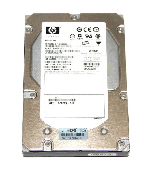 375874-017 HP 450GB 15000RPM SAS 3GB/s Hot-Pluggable Dual Port 3.5-inch Hard Drive