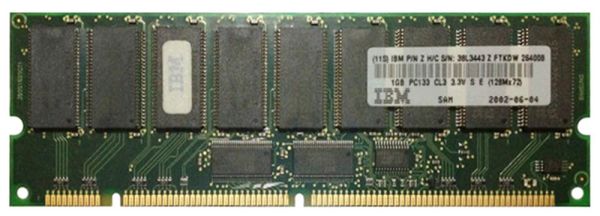 38L3443 IBM 1GB 133MHz PC133 ECC Registered CL3 168-Pin DIMM 3.3V Memory Module