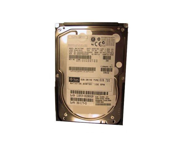 390-0175-02 Sun 73GB 10000RPM Ultra-320 SCSI Hot-Swappable 8MB Cache 80-Pin 3.5-inch Hard Drive
