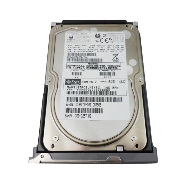 390-0257-03 Sun 146GB 10000RPM Fibre Channel 2GB/s Hot-Pluggable 3.5-inch Hard Drive
