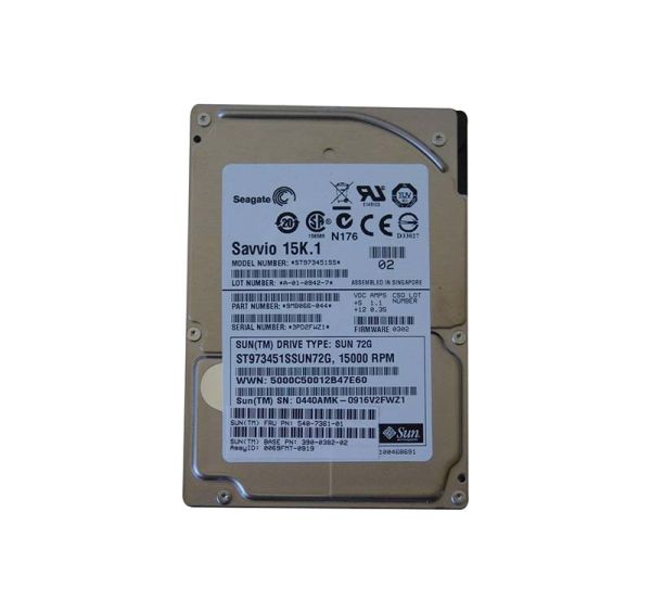 390-0382-02 Sun 73GB 15000RPM SAS 3Gb/s 16MB Cache 2.5-inch Hard Drive