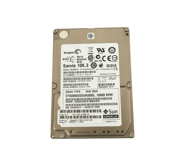 3900449-01 Sun 300GB 10000RPM SAS 6GB/s Hot-Pluggable 16MB Cache 2.5-inch Hard Drive