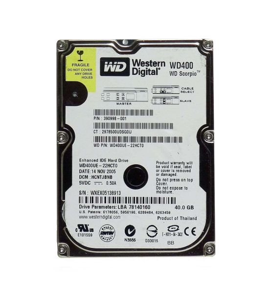 390998-001 Compaq 40GB 5400RPM ATA-100 2MB Cache 2.5-inch Hard Drive