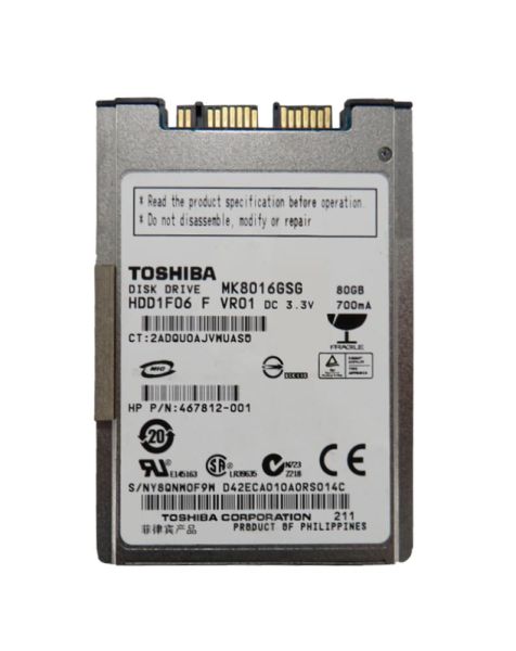 467812-001 HP 80GB 5400RPM SATA 1.5GB/s 1.8-inch Hard Drive